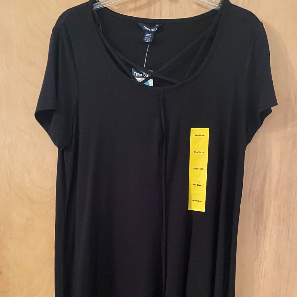 Terre Bleue Women's Caged Neck Sharkbite Hem Top - Medium NWT